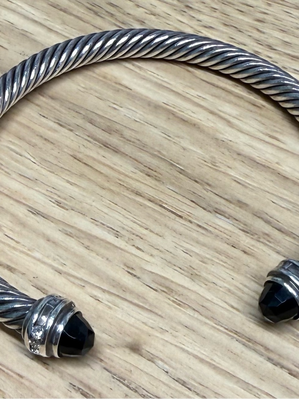 David Yurman 5mm Cable Flex in sterling silver with Black Onyx and Diamonds